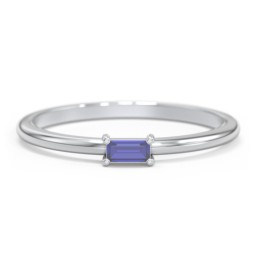 East-West Stackable Baguette Ring in 925 Sterling Silver with Blue Sapphire