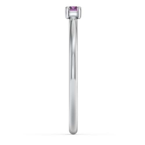 East-West Stackable Baguette Ring – Sterling Silver with Amethyst