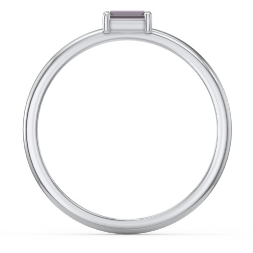 East-West Stackable Baguette Ring – Sterling Silver with Alexandrite