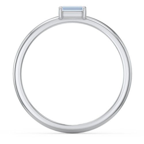 East-West Stackable Baguette Ring – Sterling Silver with Blue Topaz