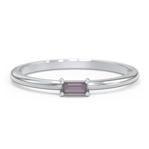 East-West Stackable Baguette Ring – Sterling Silver with Alexandrite