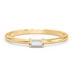 East-West Stackable Baguette Ring in 10K Solid Yellow Gold with Diamond