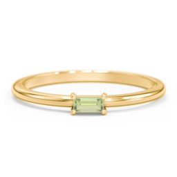 East-West Stackable Baguette Ring in 10K Solid Yellow Gold with Peridot
