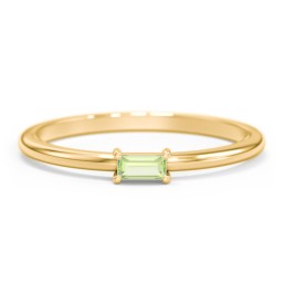 East-West Stackable Baguette Ring in 10K Solid Yellow Gold with Peridot