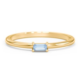 East-West Stackable Baguette Ring in 10K Solid Yellow Gold with Blue Topaz