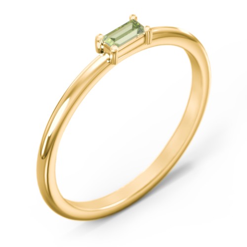 East-West Stackable Baguette Ring – 10K Yellow Gold with Peridot