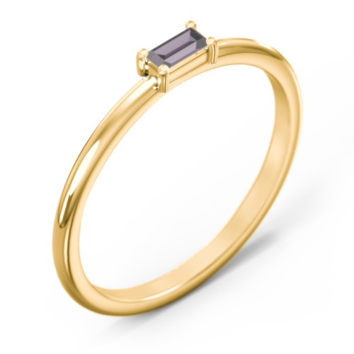 East-West Stackable Baguette Ring – 10K Yellow Gold with Alexandrite