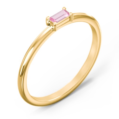 East-West Stackable Baguette Ring – 10K Yellow Gold with Pink Tourmaline
