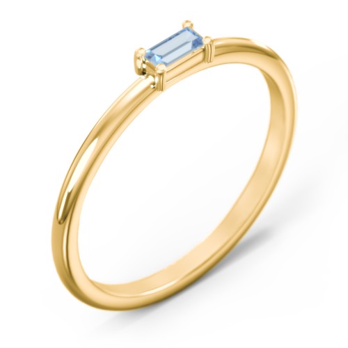 East-West Stackable Baguette Ring – 10K Yellow Gold with Blue Topaz