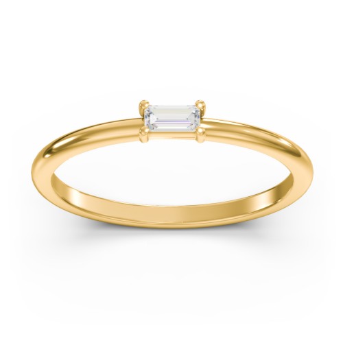 East-West Stackable Baguette Ring – 10K Yellow Gold with Diamond