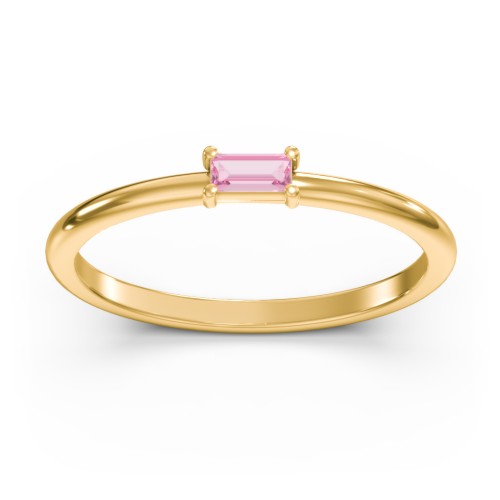 East-West Stackable Baguette Ring – 10K Yellow Gold with Pink Tourmaline