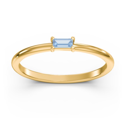 East-West Stackable Baguette Ring – 10K Yellow Gold with Blue Topaz
