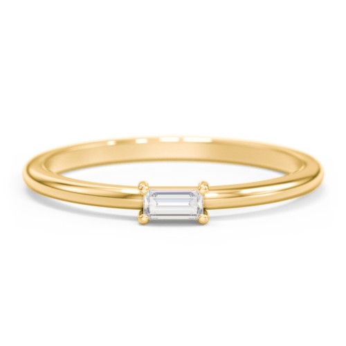 East-West Stackable Baguette Ring – 10K Yellow Gold with Diamond
