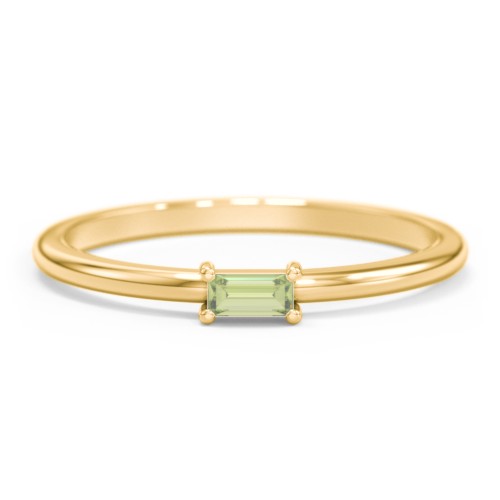 East-West Stackable Baguette Ring – 10K Yellow Gold with Peridot