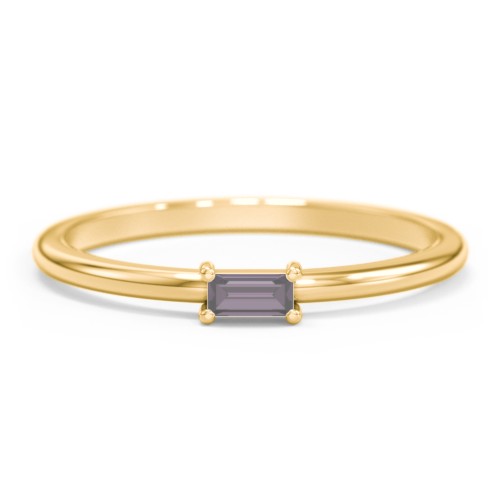 East-West Stackable Baguette Ring – 10K Yellow Gold with Alexandrite