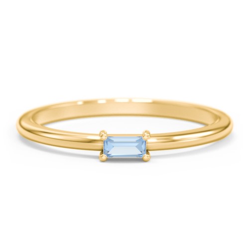 East-West Stackable Baguette Ring – 10K Yellow Gold with Blue Topaz