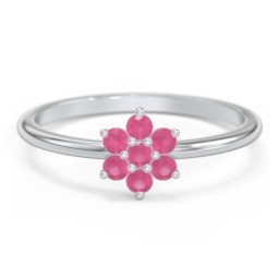 Flower Stackable Ring with Gemstones
