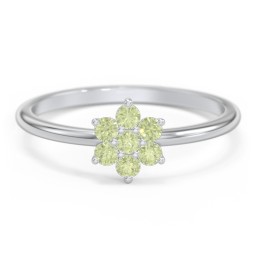 Flower Stackable Ring with Gemstones