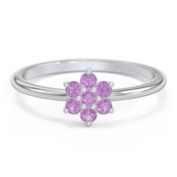 Flower Stackable Ring with Gemstones