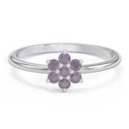 Flower Stackable Ring with Gemstones