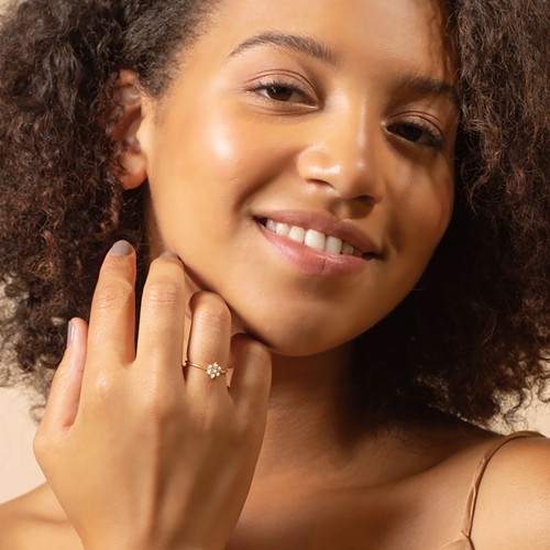 Flower Stackable Ring with Gemstones