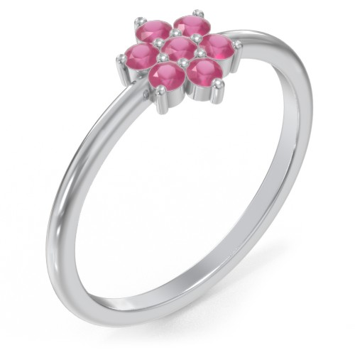 Flower Stackable Ring with Gemstones