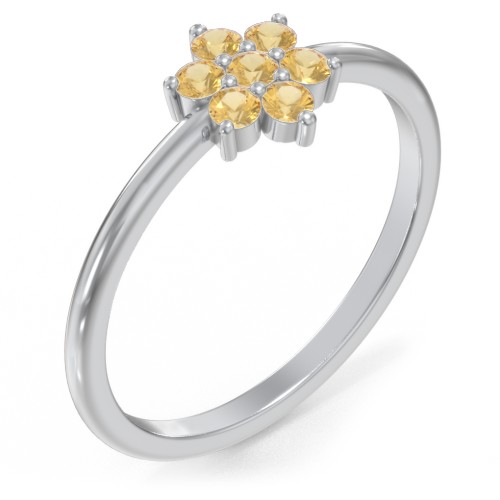 Flower Stackable Ring with Gemstones