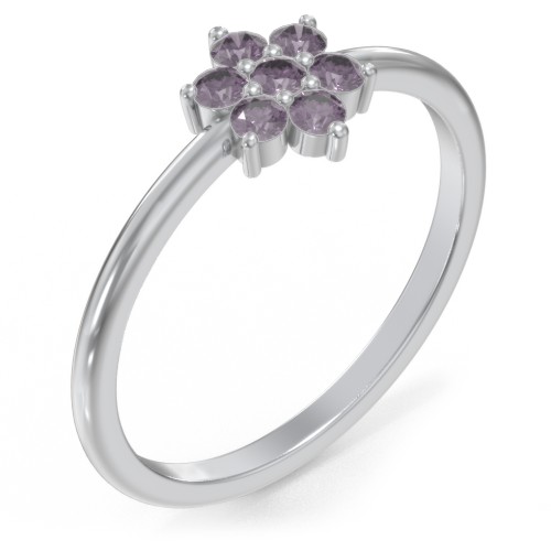 Flower Stackable Ring with Gemstones