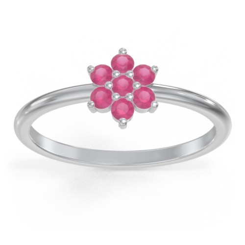 Flower Stackable Ring with Gemstones