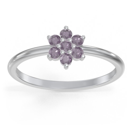 Flower Stackable Ring with Gemstones