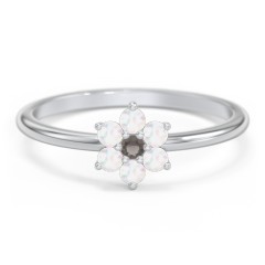 Flower Stackable Ring with Gemstones – 18K Gold Plated Silver with Ruby