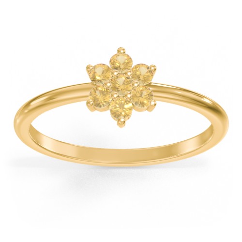 Flower Stackable Ring with Gemstones – 18K Gold Plated Silver with Citrine