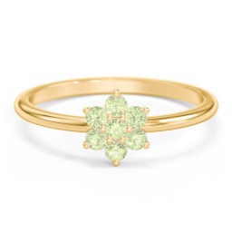 Flower Stackable Ring with Gemstones in 10K Solid Yellow Gold with Peridot