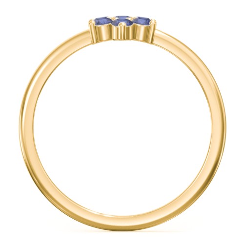 Flower Stackable Ring with Gemstones – 10K Yellow Gold with Blue Sapphire