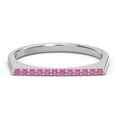 Flat Top Stackable Ring with Accents – Sterling Silver with Red Premium Zirconia
