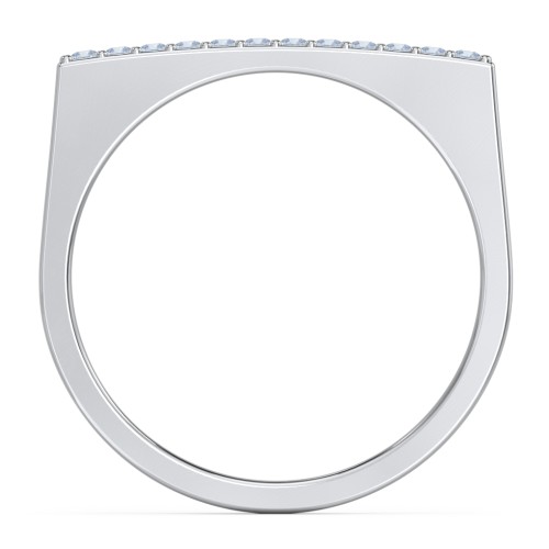 Flat Top Stackable Ring with Accents – Sterling Silver with Fancy Blue Premium Zirconia