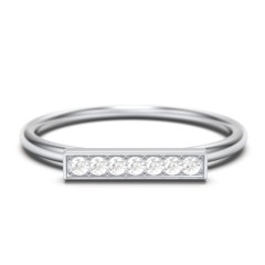 Gemstone Horizontal Bar Ring – 10K Rose Gold with White Premium Zirconia