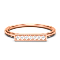 Gemstone Horizontal Bar Ring in 10K Solid Rose Gold with White Premium Zirconia