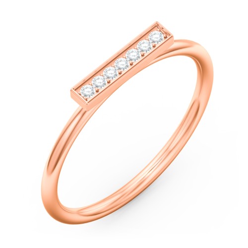 Gemstone Horizontal Bar Ring – 10K Rose Gold with White Premium Zirconia