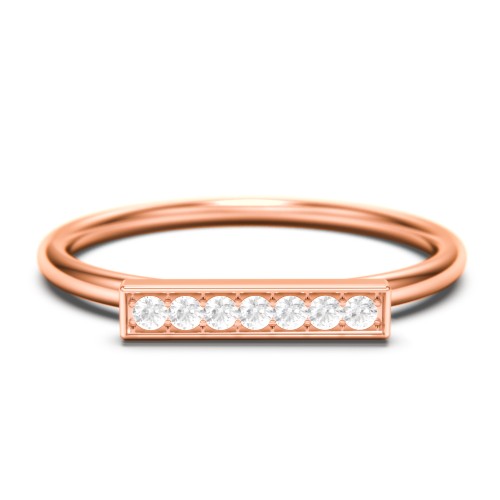 Gemstone Horizontal Bar Ring – 10K Rose Gold with White Premium Zirconia