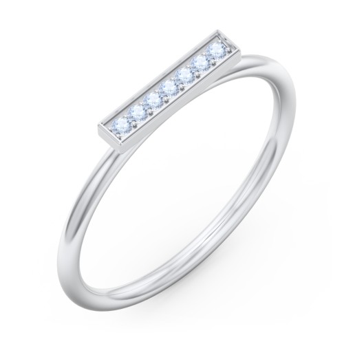 Gemstone Horizontal Bar Ring – Sterling Silver with Fancy Blue Premium Zirconia