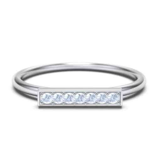 Gemstone Horizontal Bar Ring – Sterling Silver with Fancy Blue Premium Zirconia
