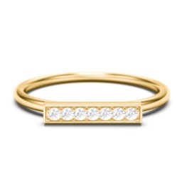 Gemstone Horizontal Bar Ring in 10K Solid Yellow Gold with White Premium Zirconia