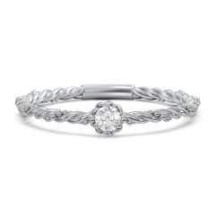 Twisted Band Stackable Ring with Gemstone