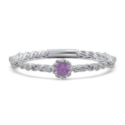 Twisted Band Stackable Ring with Gemstone