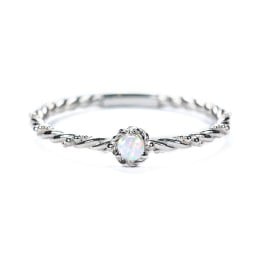 Twisted Band Stackable Ring with Gemstone