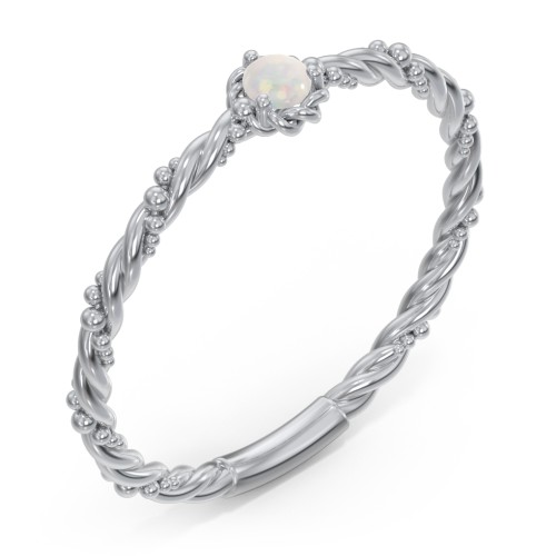 Twisted Band Stackable Ring with Gemstone