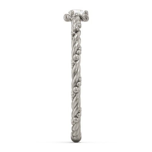 Twisted Band Stackable Ring with Gemstone – 10K White Gold with Cubic Zirconia