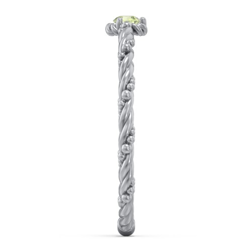 Twisted Band Stackable Ring with Gemstone