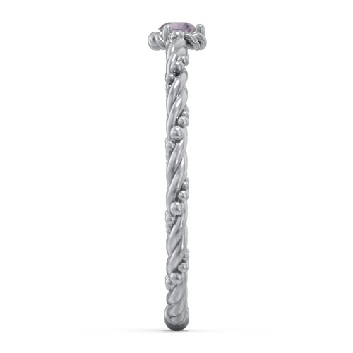 Twisted Band Stackable Ring with Gemstone